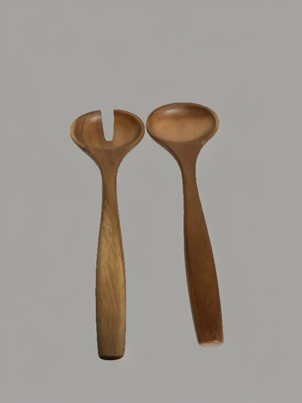Wooden Salad Server Set - 2-Piece Spoon & Fork Serving Utensils Handcrafted Natu